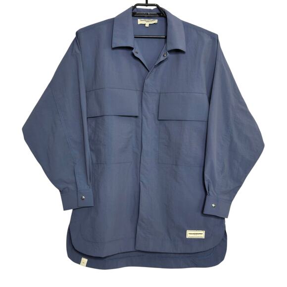 The Giving Movement Nylon Oversized Shacket Jacket Re-Shell 100 M/L Blue Unisex - Picture 1 of 6